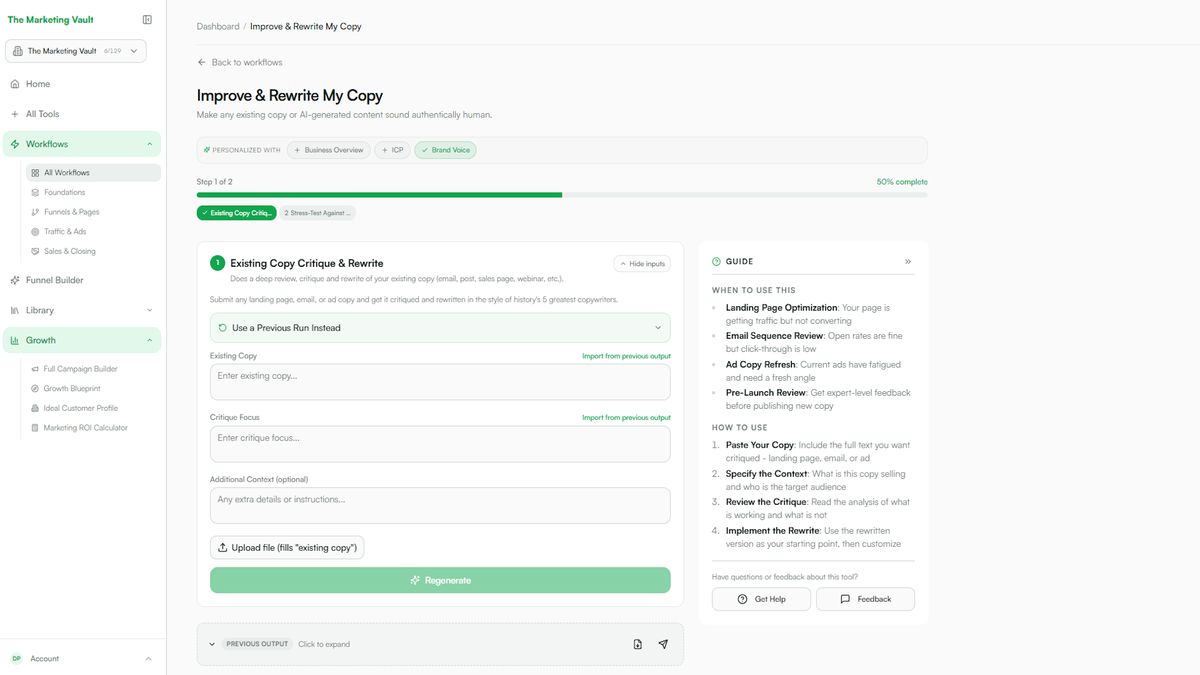 Copy critique & rewriter