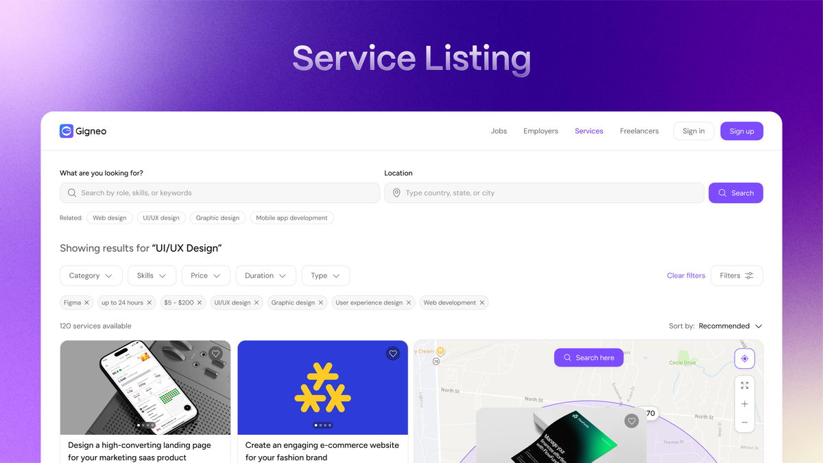 Complete service listing builder