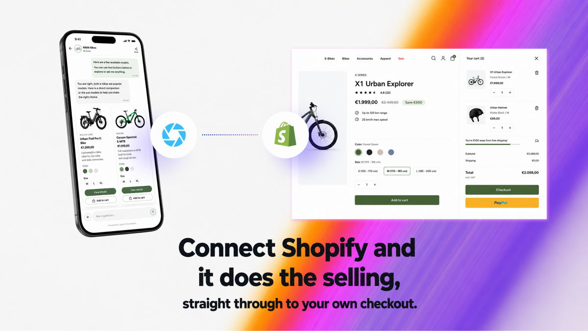 Connect your Shopify shop and it does the selling