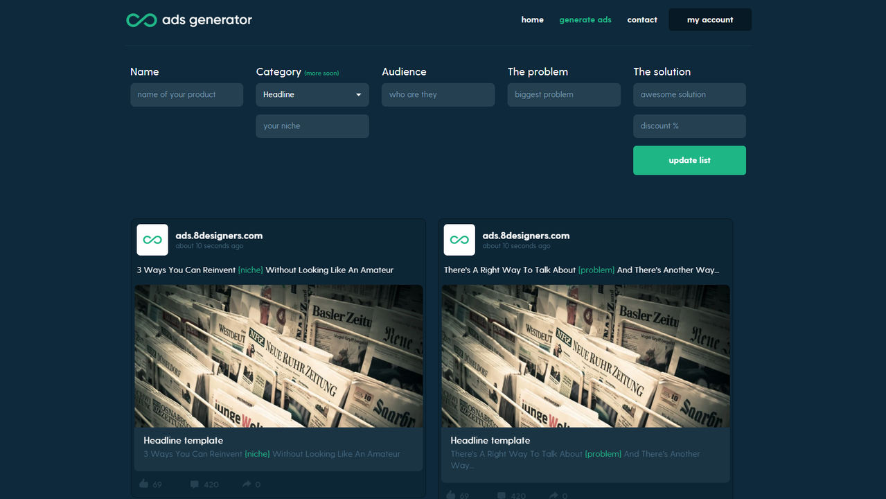 8Designers - Ads Generator
