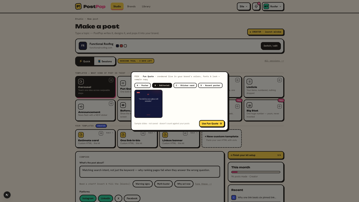 Template design picker