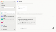 Syl team chat shows customer refunds completed, a fix shipped, and a clear summary. thumbnail