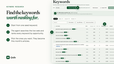 Quibo keyword research table ranking live-web keywords by volume, difficulty and opportunity, ready to pick for the month thumbnail