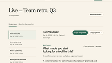 Please Ramble response transcript organized under its question thumbnail