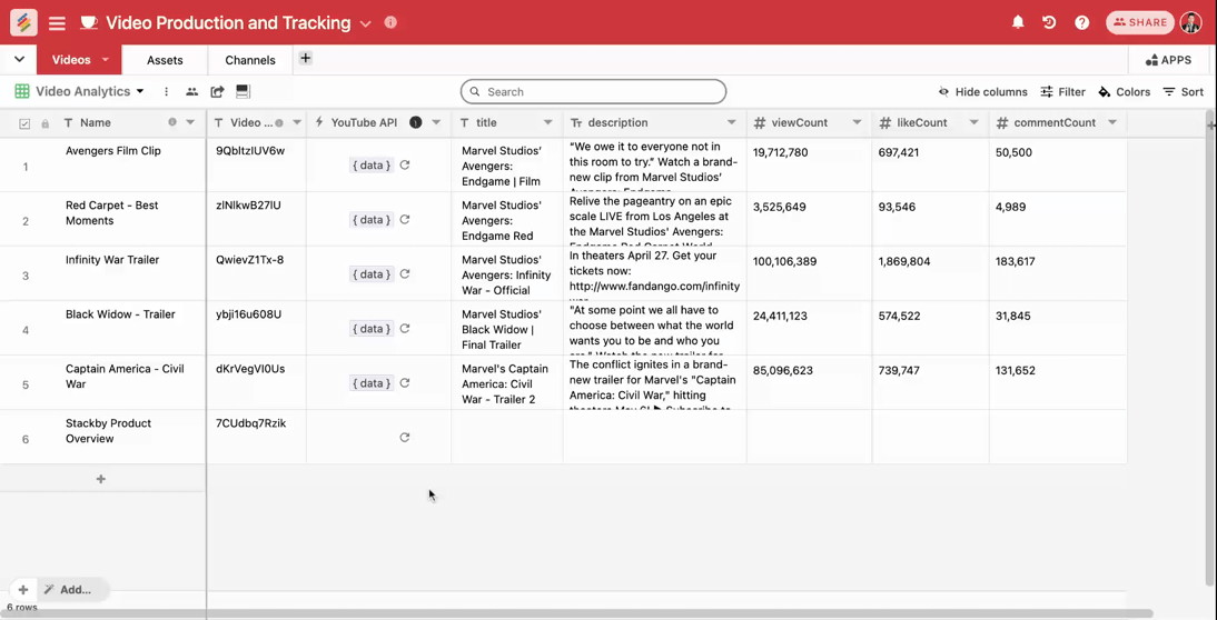 Column integration to third-party APIs