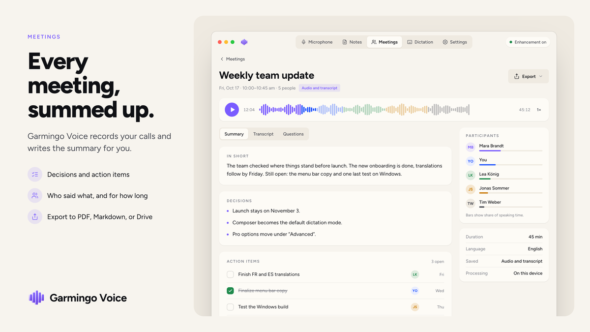 AI summary and recording chat