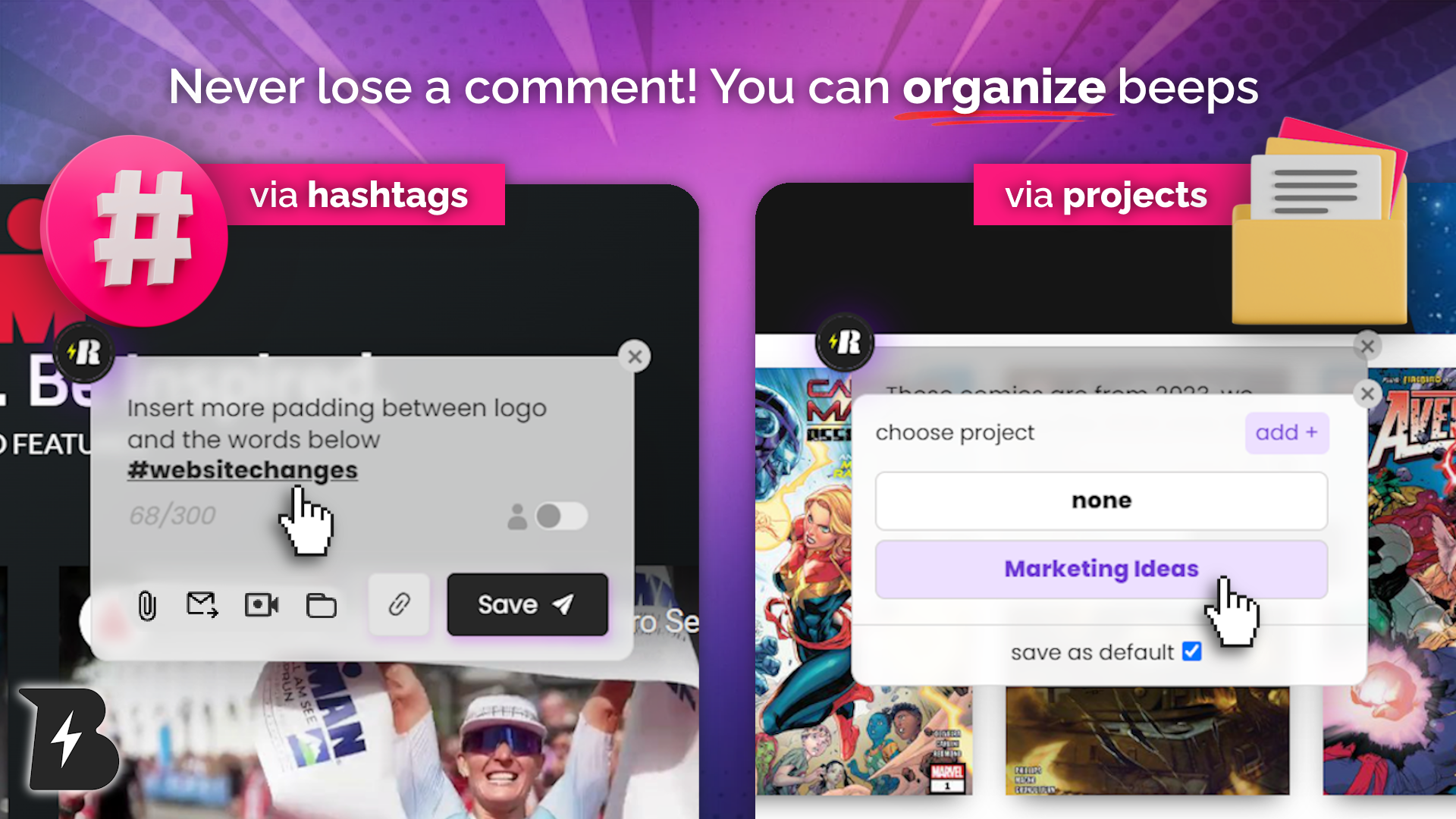 Hashtags and projects
