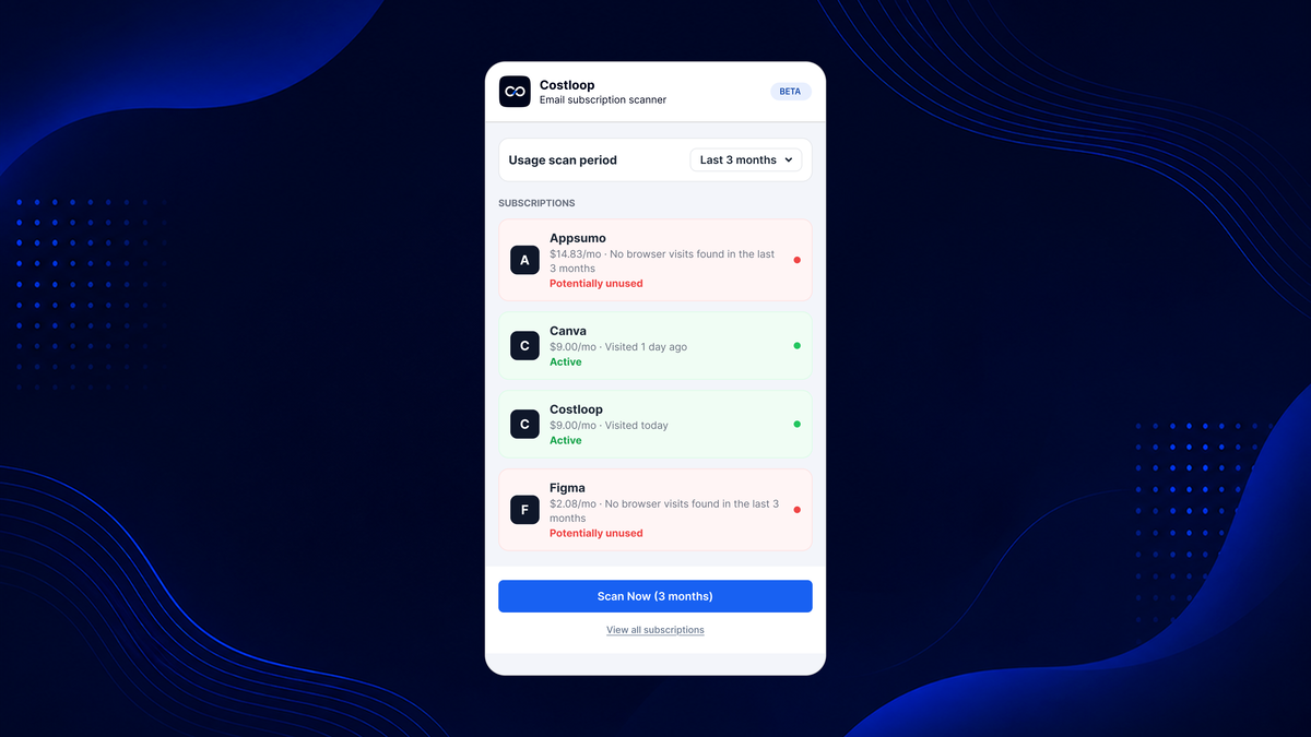 Scan your inbox and import subscriptions