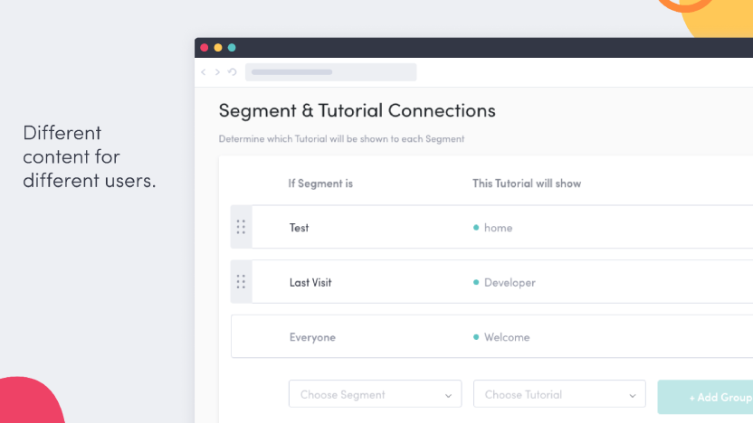 Segmented content for different users