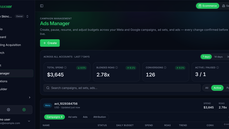 Ads Manager with spend, ROAS and conversions across Meta and Google campaigns thumbnail