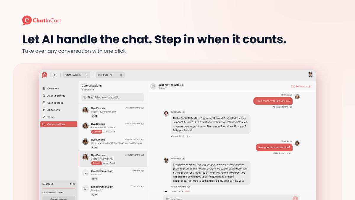 Let AI handle the chat. Step in when it counts.