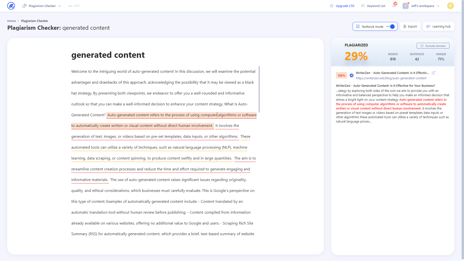 Plagiarism checker