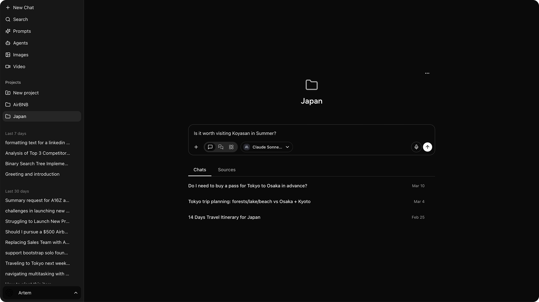 Project management functionality