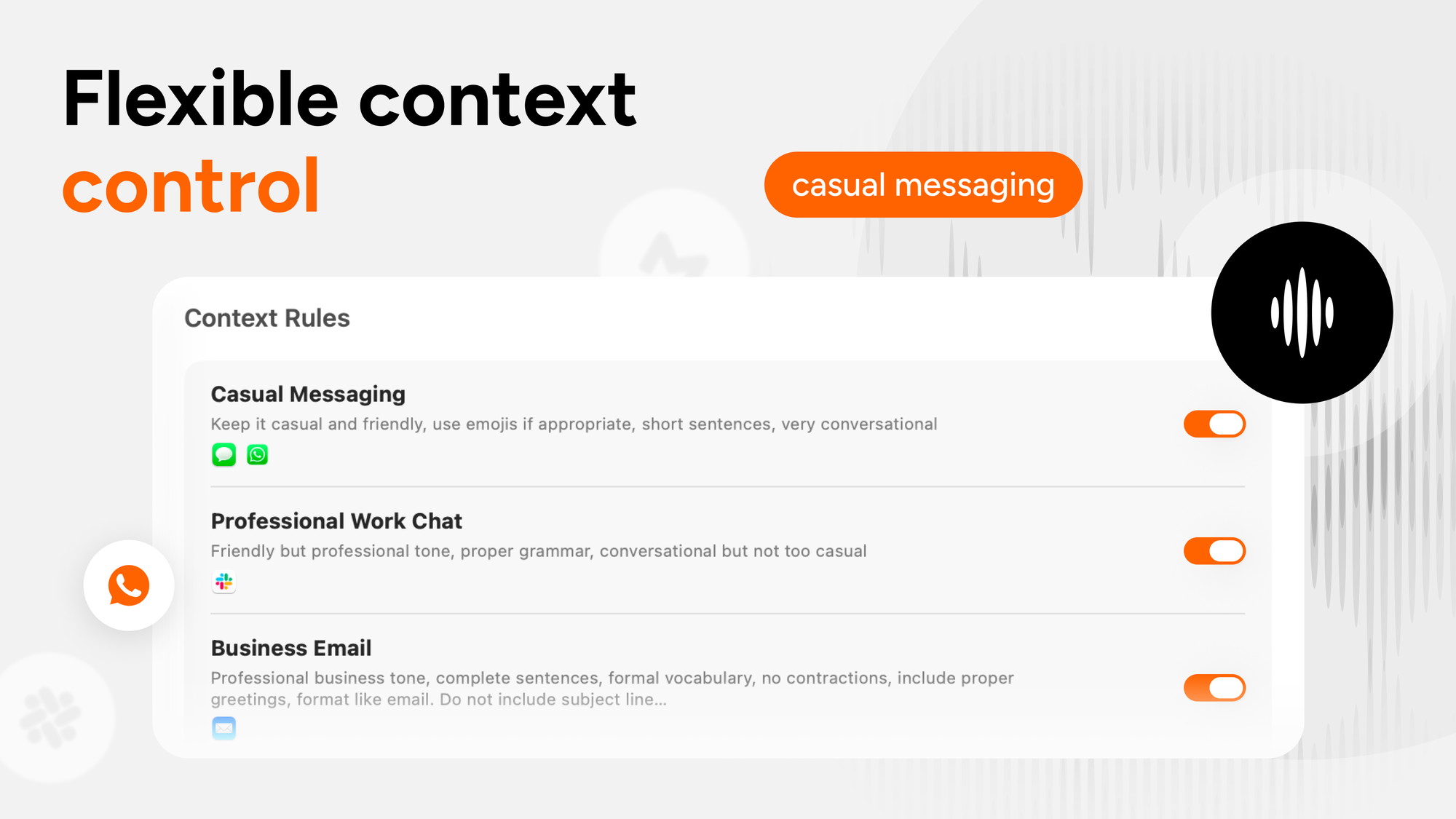 Context rules settings