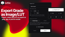 Export graded images and LUT files. You can also share to social media directly from Luttie. thumbnail