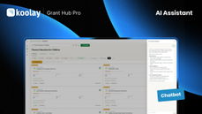 GrantHub Pro AI search returning scored grant matches for an EIN thumbnail
