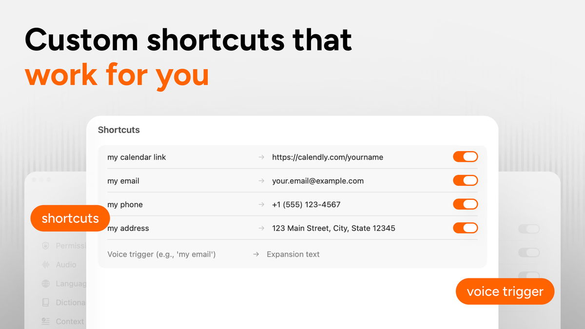 Voice shortcuts panel