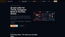 PixaSocial AI features page showing Reel Factory, the cutter that turns long video into captioned Shorts for YouTube and X thumbnail