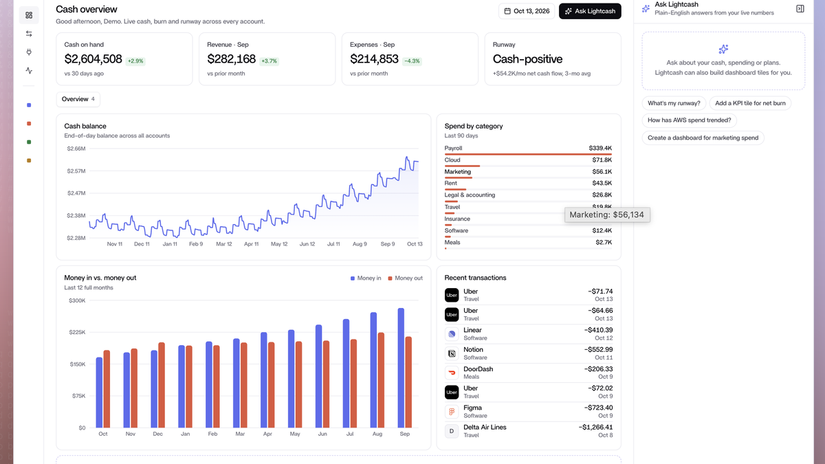 Live cash view