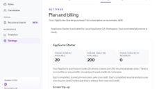 Illustrative local demo: AppSumo Starter activated with 20 phone screens and 200 resume analyses, plus optional one-time top-ups. thumbnail
