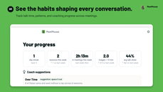 MeetMouse progress dashboard showing talk time, coaching frequency, and patterns across meetings thumbnail