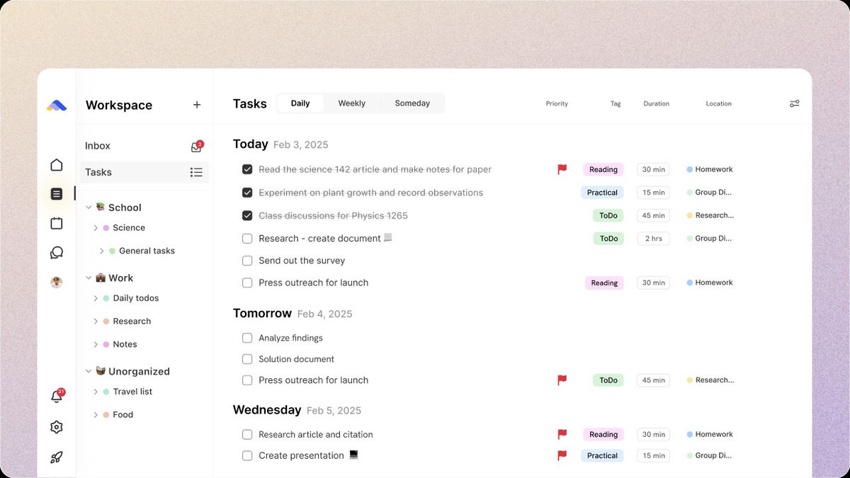 Master your workflow with the timeline view.