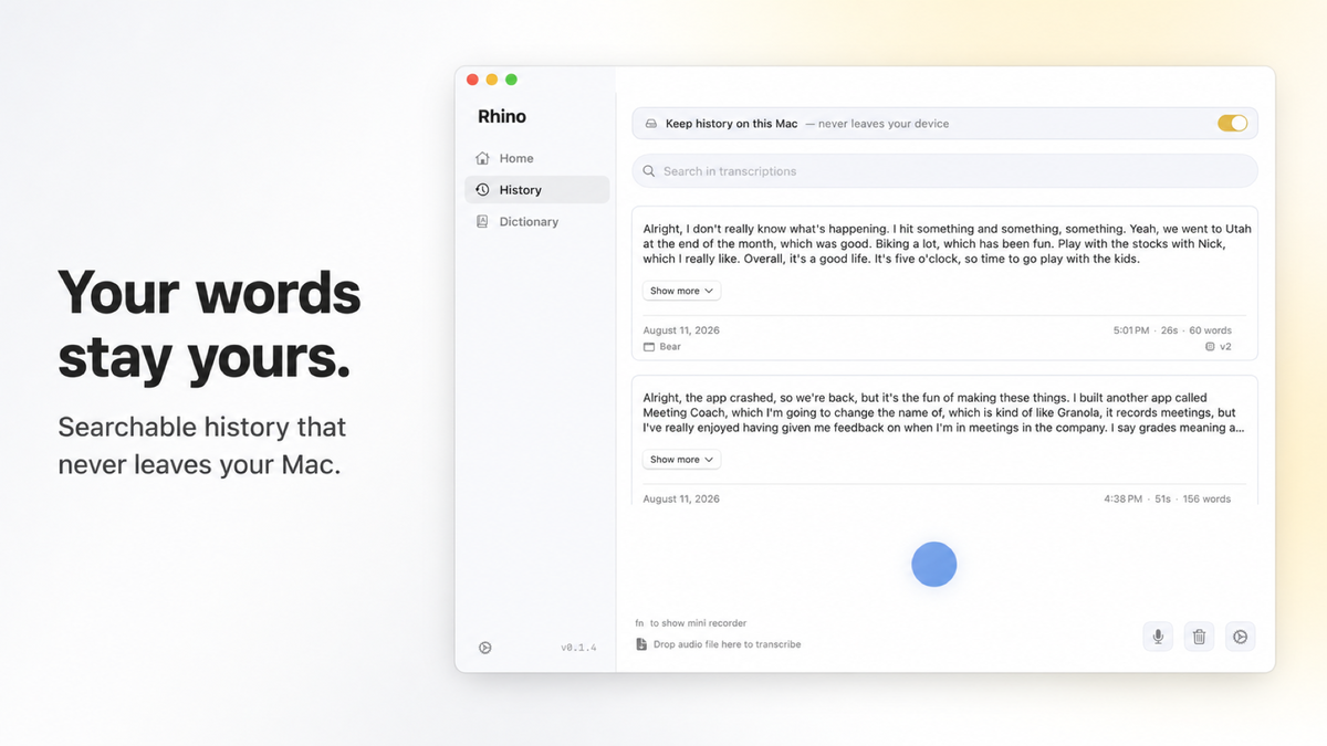 Your voice never leaves your Mac