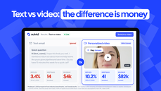 A generic template email next to a personalized video of the sender greeting one prospect by name, compared side by side in Outvid thumbnail