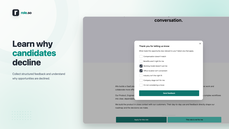 Role.so feedback form where candidates select why a job opportunity was not relevant before submitting their response. thumbnail