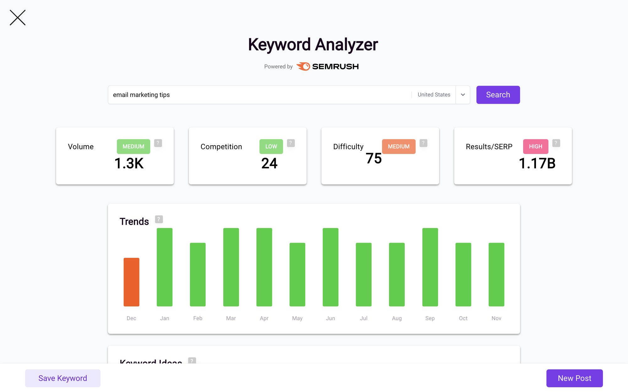 Keyword analyzer