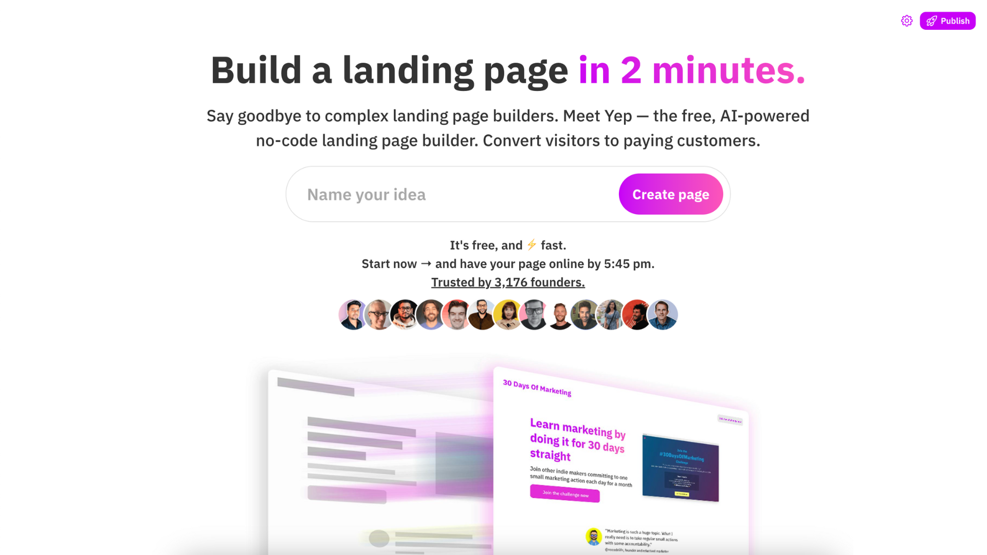 Landing page builder portal