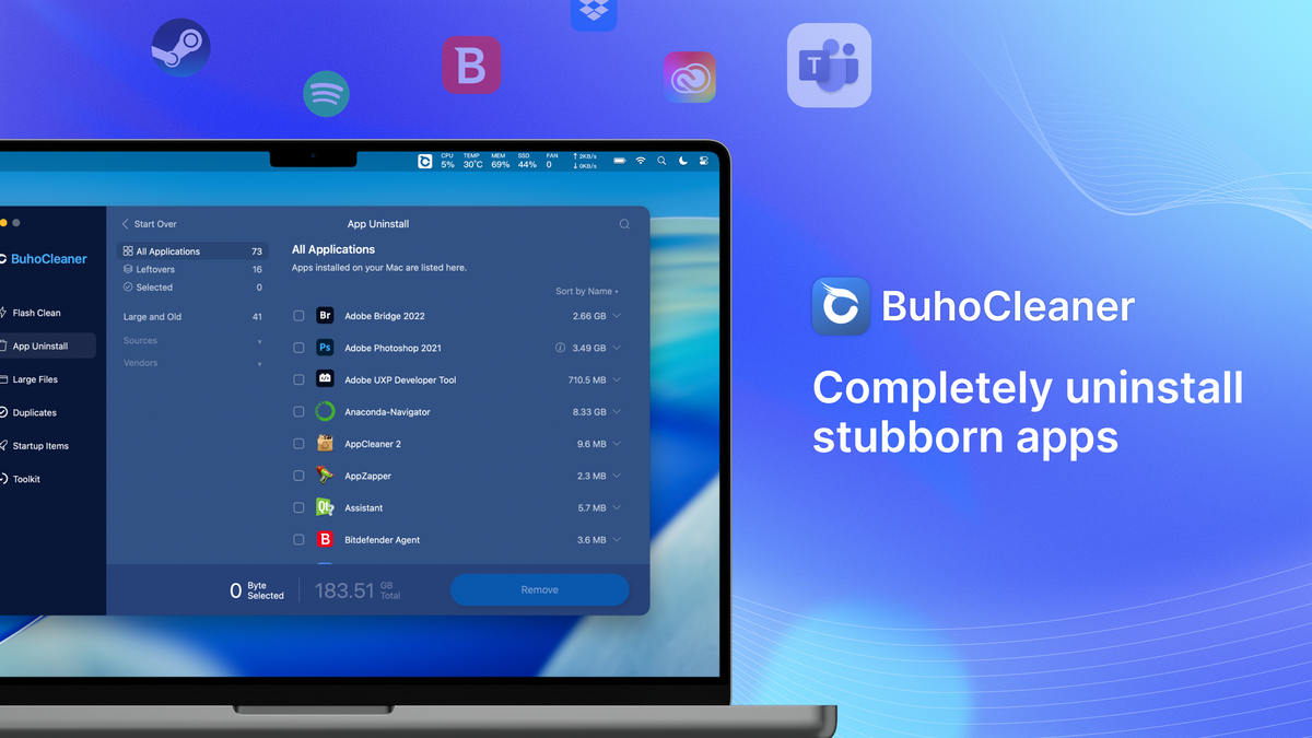 Uninstall apps and manage startup items