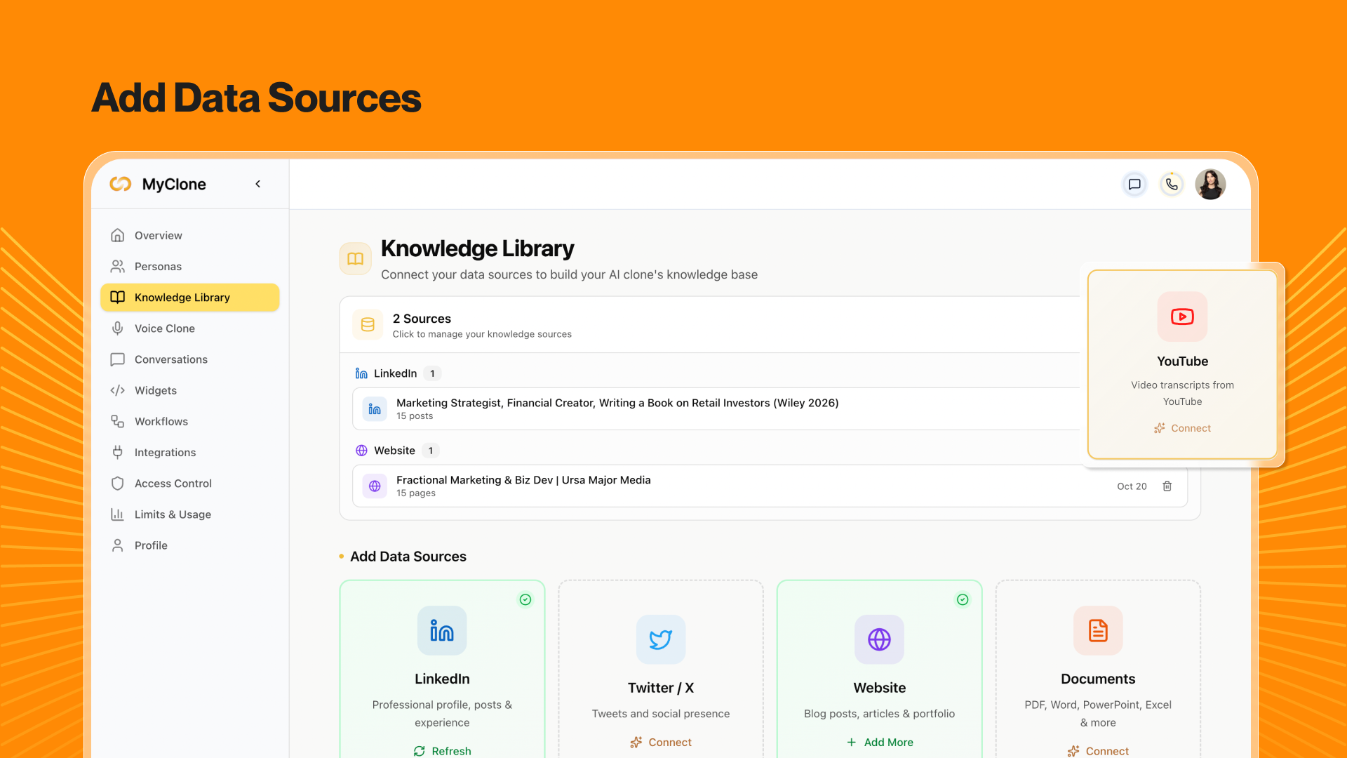 Widgets for deploying AI clones