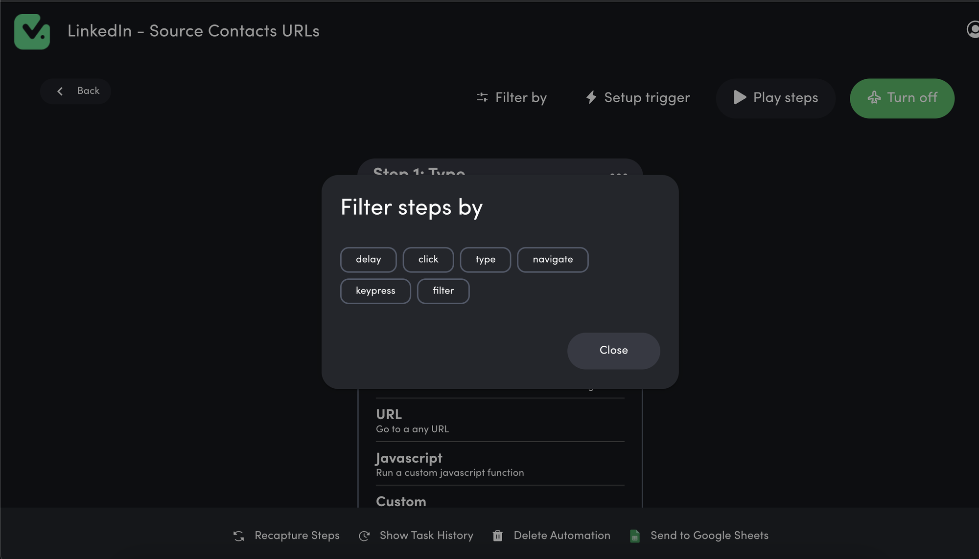 Automation filter