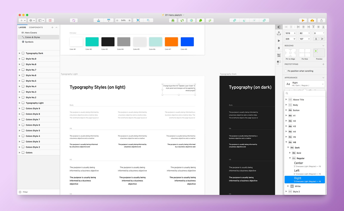 Customizing the typography and color schemes is fast and simple