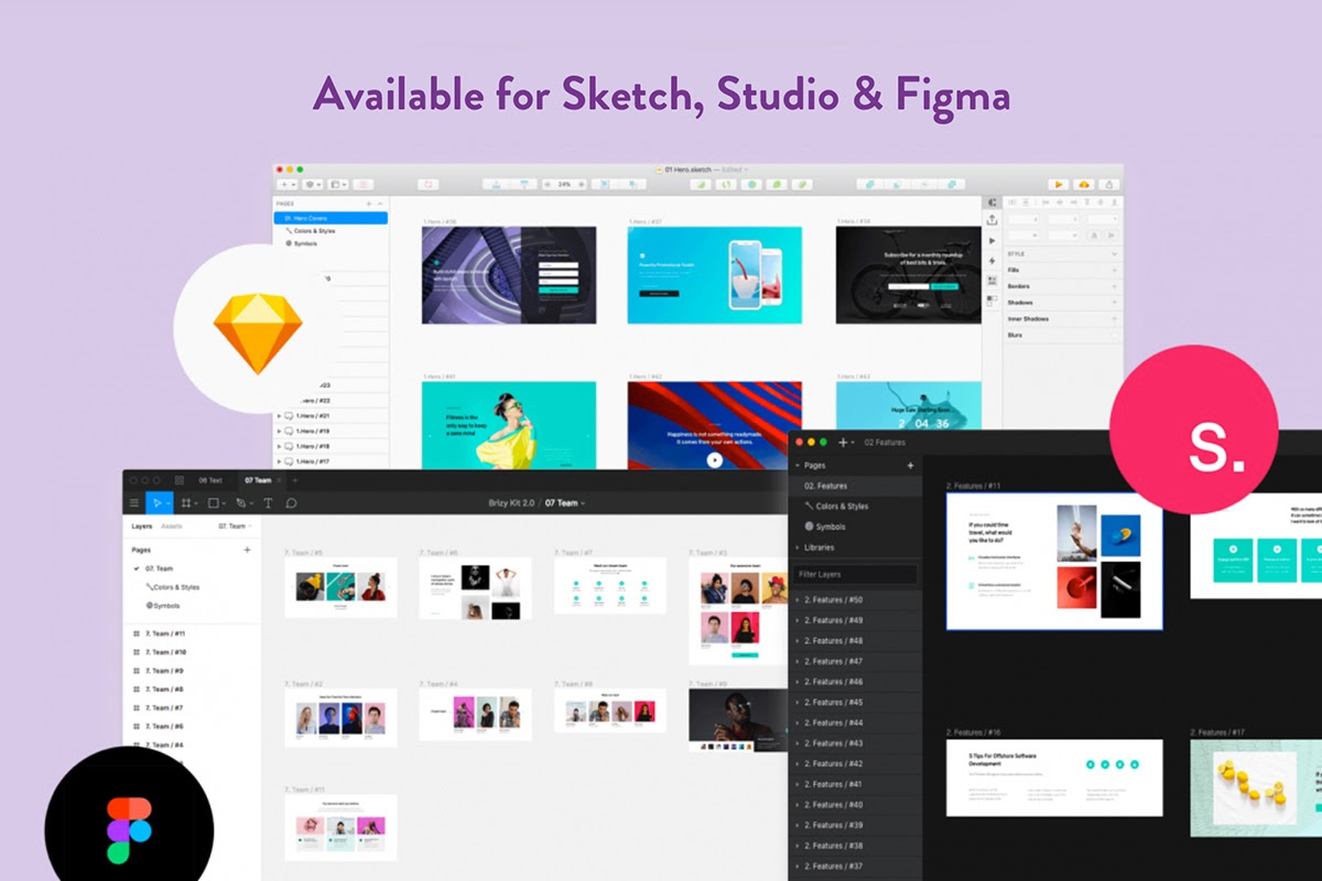 Compatible with Sketch, InVision Studio, and Figma for all your site design needs