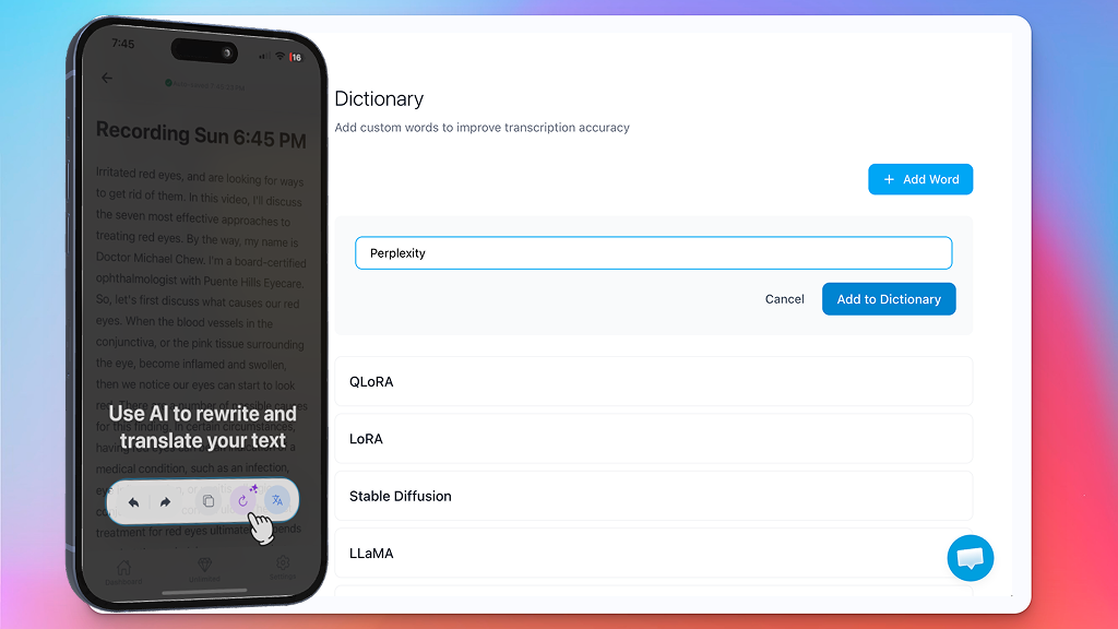 Custom dictionary feature