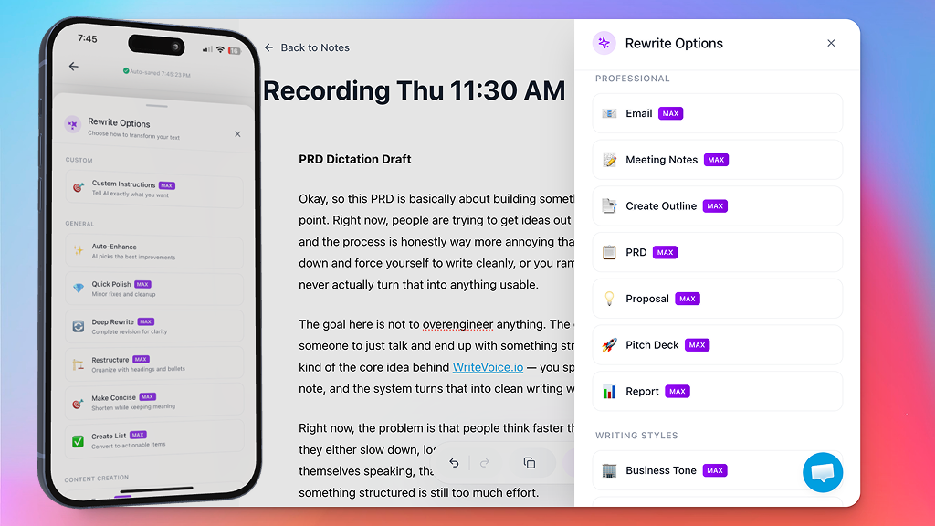 Rewrite anything with one tap