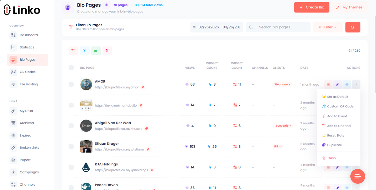 Build stunning bio pages that convert
