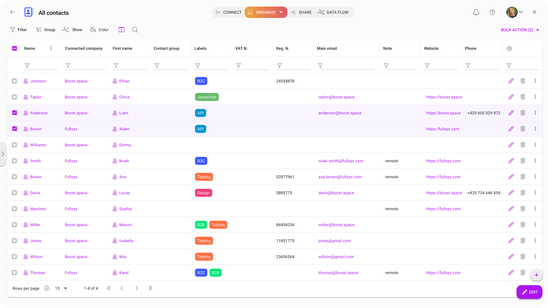 Database view