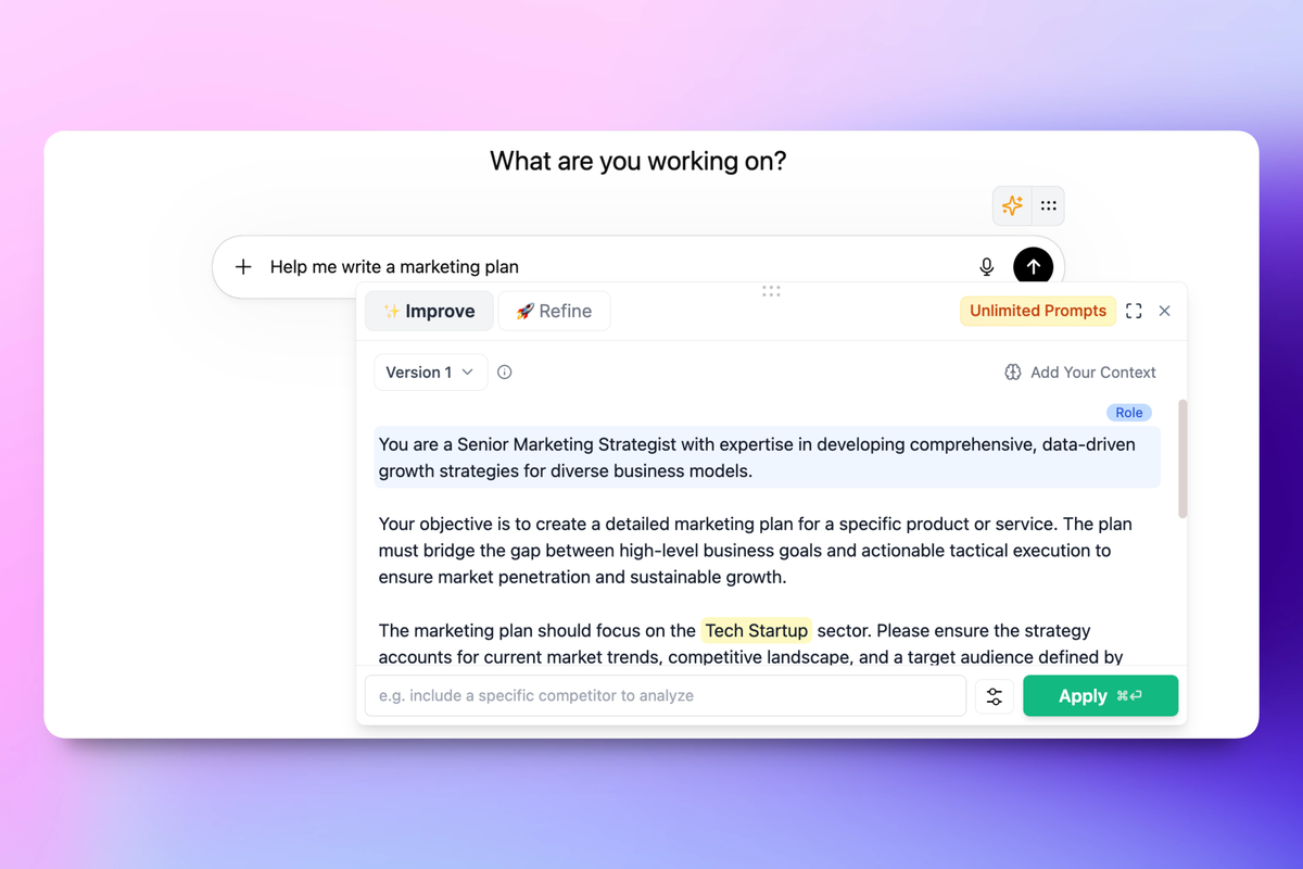 Enhance any AI prompt