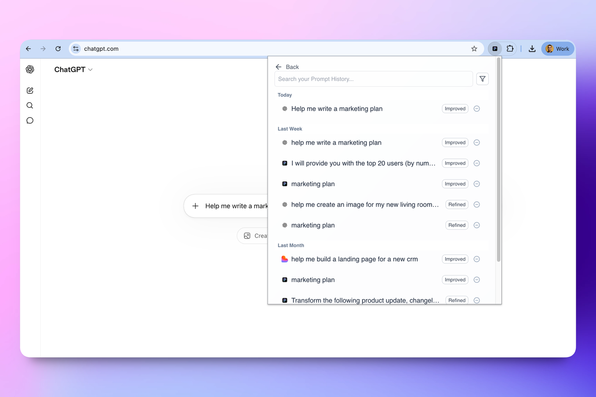 Access your prompt history
