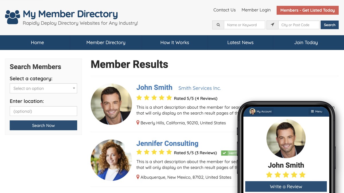 Frontend membership directory