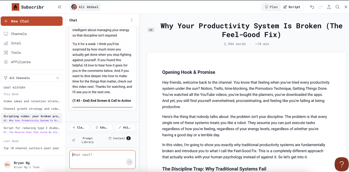 Generate YouTube scripts in minutes