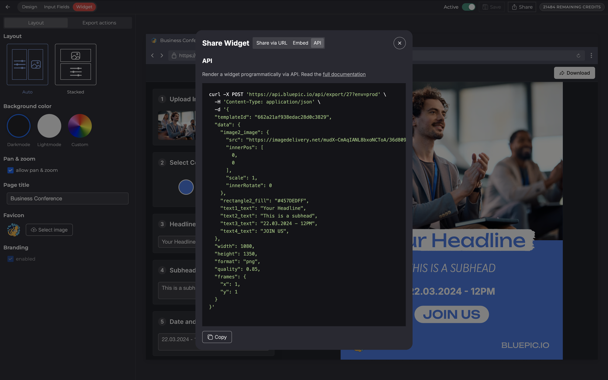 Bluepic API