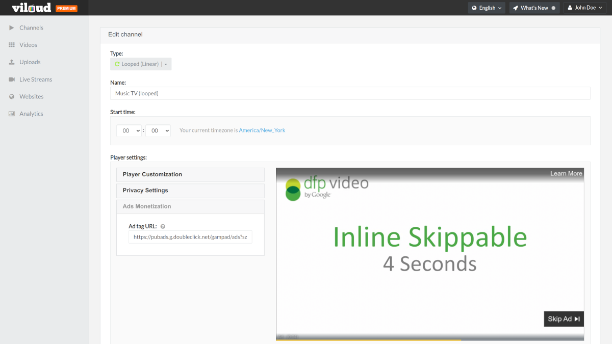 Ad customization and settings