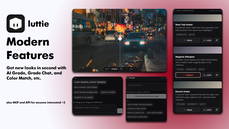 Try out new looks in seconds using Luttie's AI grade feature. Use Grade chat to make small adjustments, and use Color Match to match the grade of a reference image. thumbnail
