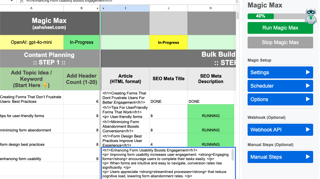 Bulk content generation