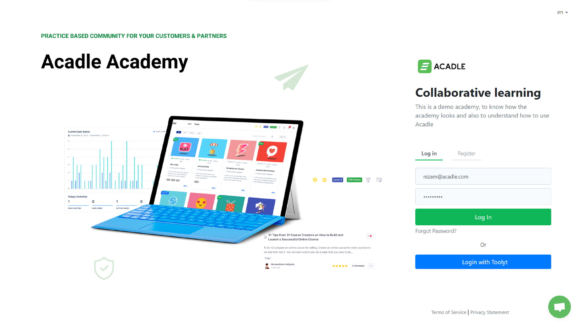 Acadle academy course login