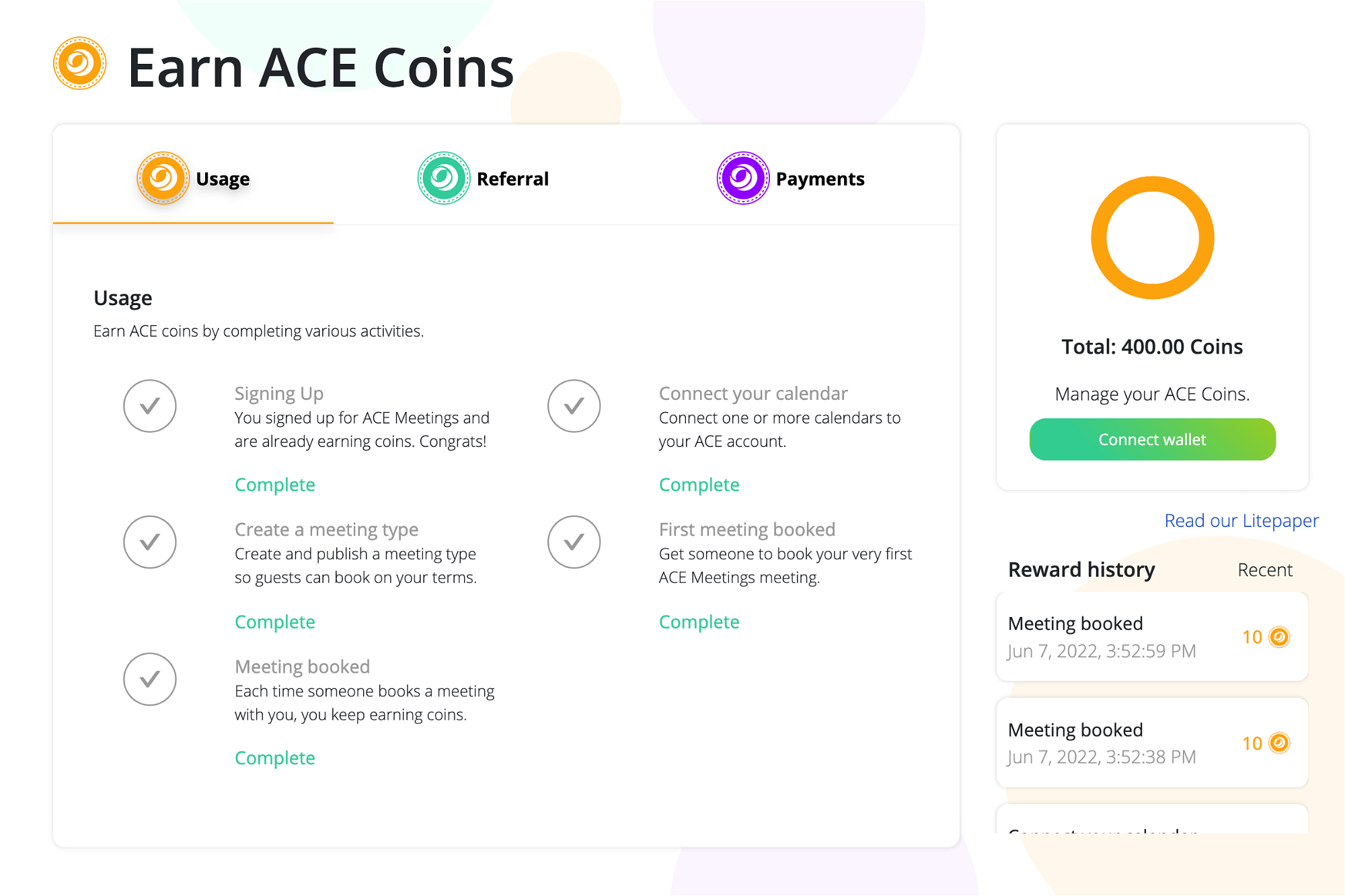 $ACE coins wallet